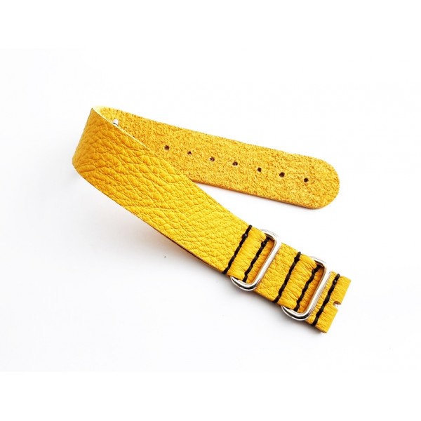 23mm Deri Nato Zulu Kordon El Yapımı Saat Kordonu Handmade Watch Strap Watch Band Yellow Leather New