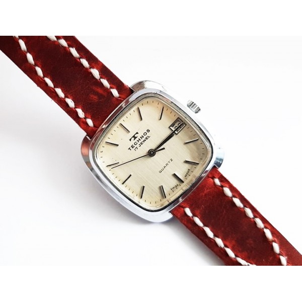 Vintage Technos Saat Pilli Kol Saati Original Quartz Swiss Watch New