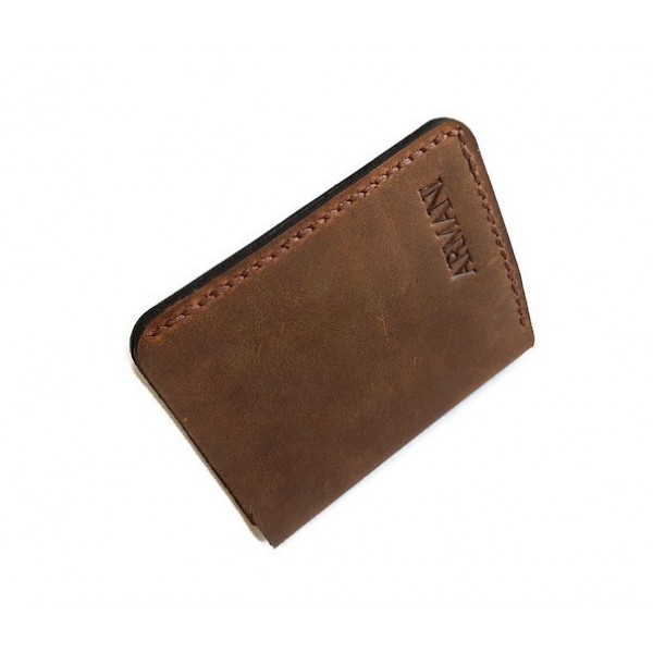 El Yapımı Deri Cüzdan Kartvizitlik Handmade Credit Card Wallet Brown