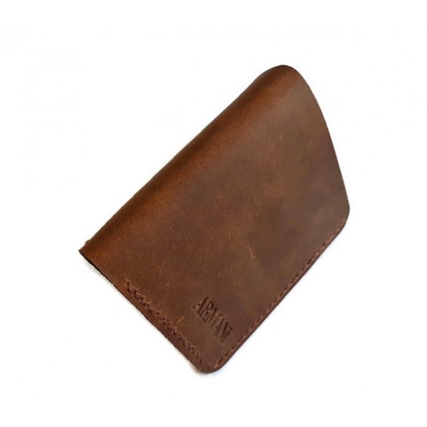 El Yapımı Deri Cüzdan Kartvizitlik Handmade Credit Card Wallet Brown