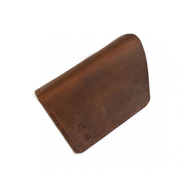 El Yapımı Deri Cüzdan Kartvizitlik Handmade Credit Card Wallet Brown