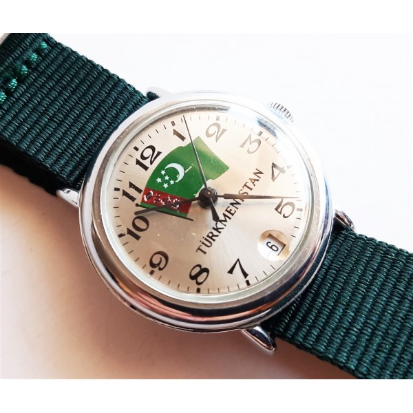Rus Kurmalı Saat R 2614 Mekanizma Türkmenistan Temalı Erkek Saati Old Vintage 19 jewels Russian Watch