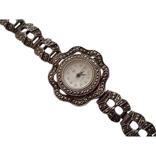 Vintage Saat Gümüş Saat Markazit işlemeli Güm...