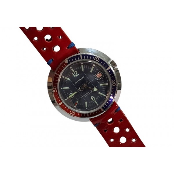 Vintage Kurmalı Saat Superoma  Kol Saati Vintage Superoma Pepsi Diver Ufo Watch New Old Stock