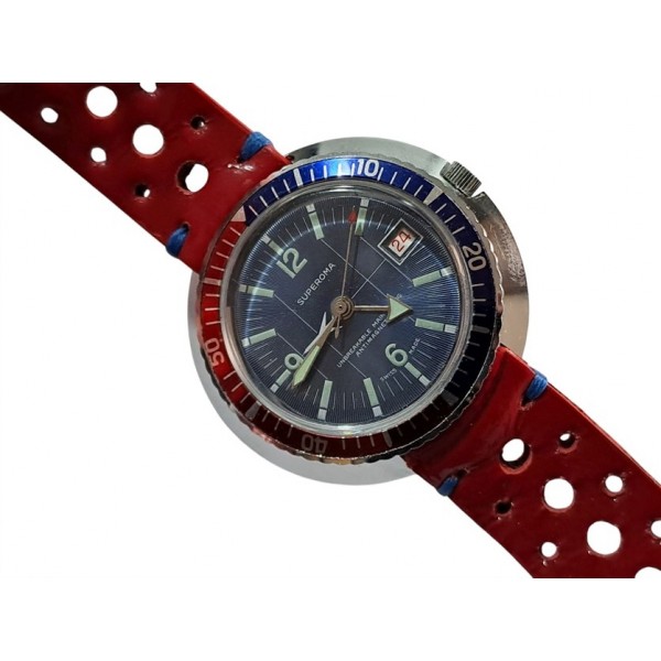 Vintage Kurmalı Saat Superoma  Kol Saati Vintage Superoma Pepsi Diver Ufo Watch New Old Stock