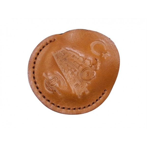 Cep Saati Kılıfı Tcdd Tren Logolu Vaketa Deri Boya ve Efektli Devlet Demiryolları Logolu Pocket Watch Leather Case Swiss