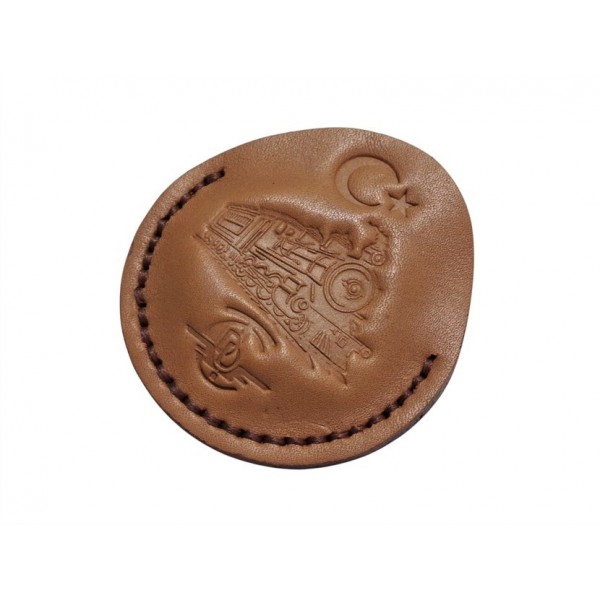 Cep Saati Kılıfı Tcdd Tren Logolu Toprak Renk Deri Devlet Demiryolları Logolu Pocket Watch Leather Case Swiss