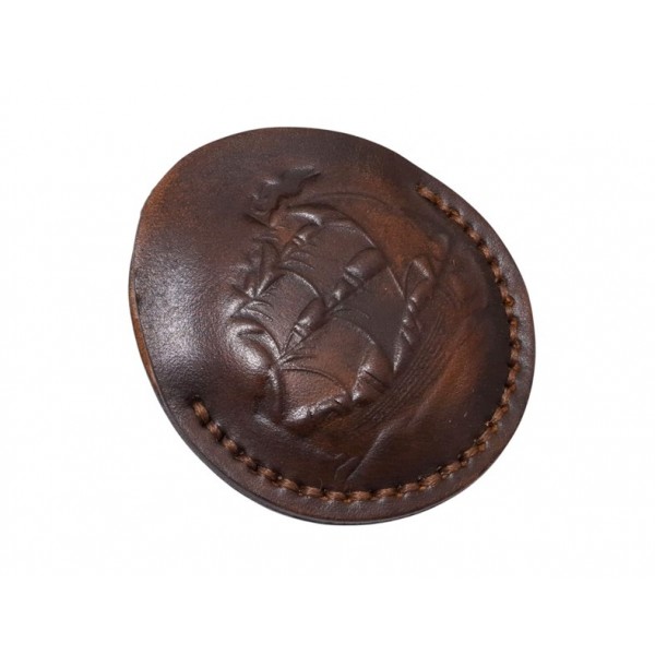 Cep Saati Kılıfı Yelkenli Gemi Logolu Antik Cep Saati Kılıfı Sailing Ship Pocket Watch Leather Case Swiss