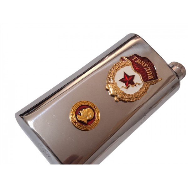 SSCB Damgalı Rus Sovyetler Birliği Lenin Askeri Paslanmaz Çelik Matara Vintage USSR Stamped Russian Soviet Union Lenin Military Stainless Steel Flask