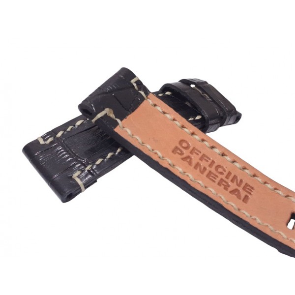 Officine Panerai Kordon Panerai Krokodil Saat Kordonu Panerai Watch Strap Watch Band Black XL