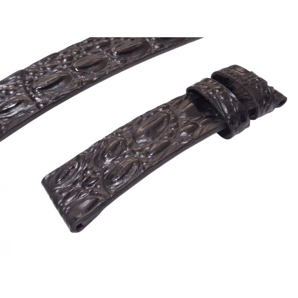 Zenith Kordon Zenith Saat Kordonu 21x17mm Krokodil Baskı Deri Kordon