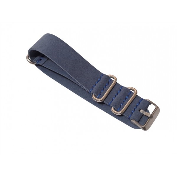 22mm Nato Kordon Süed Doku Gökmavi Deri Kordon S...