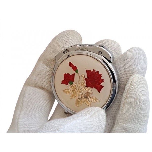 Zenith Çakmak Zenith Benzinli Çakmak Vintage Ladies Zenith Round Petrol Lighter Rose Patterned