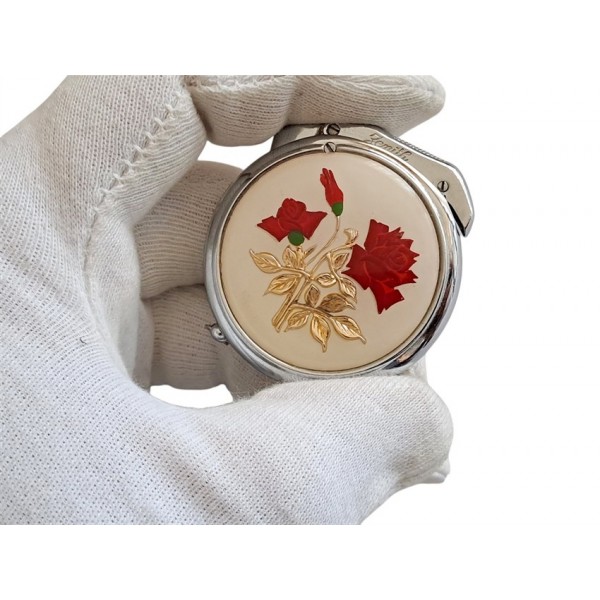 Zenith Çakmak Zenith Benzinli Çakmak Vintage Ladies Zenith Round Petrol Lighter Rose Patterned