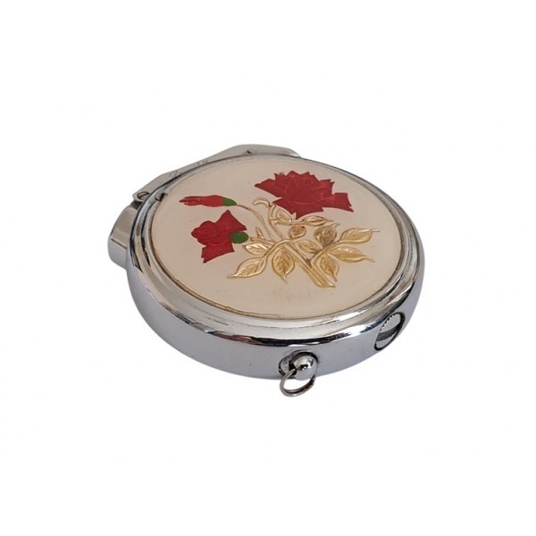 Zenith Çakmak Zenith Benzinli Çakmak Vintage Ladies Zenith Round Petrol Lighter Rose Patterned