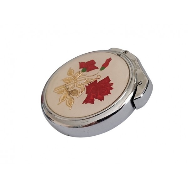 Zenith Çakmak Zenith Benzinli Çakmak Vintage Ladies Zenith Round Petrol Lighter Rose Patterned