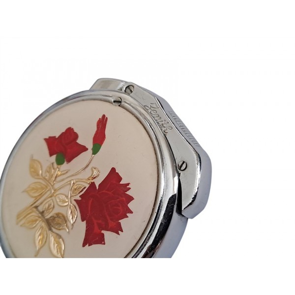 Zenith Çakmak Zenith Benzinli Çakmak Vintage Ladies Zenith Round Petrol Lighter Rose Patterned