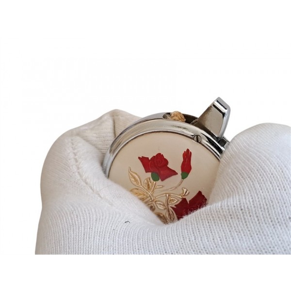 Zenith Çakmak Zenith Benzinli Çakmak Vintage Ladies Zenith Round Petrol Lighter Rose Patterned