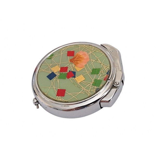 Zenith Çakmak Zenith Benzinli Çakmak Vintage Ladies Zenith Round Petrol Lighter Rose Patterned