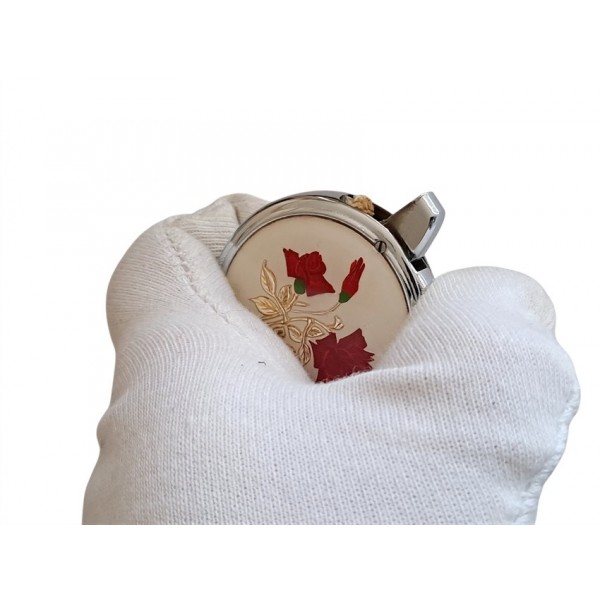 Zenith Çakmak Zenith Benzinli Çakmak Vintage Ladies Zenith Round Petrol Lighter Rose Patterned