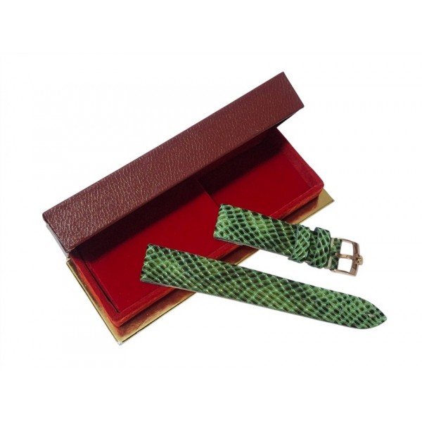 Omega Kutu Omega Deri Kordon Omega Toka Set Yeşil Yılan Derisi Baskı El Yapımı Deri Kordon