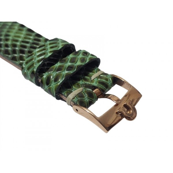 Omega Kutu Omega Deri Kordon Omega Toka Set Yeşil Yılan Derisi Baskı El Yapımı Deri Kordon