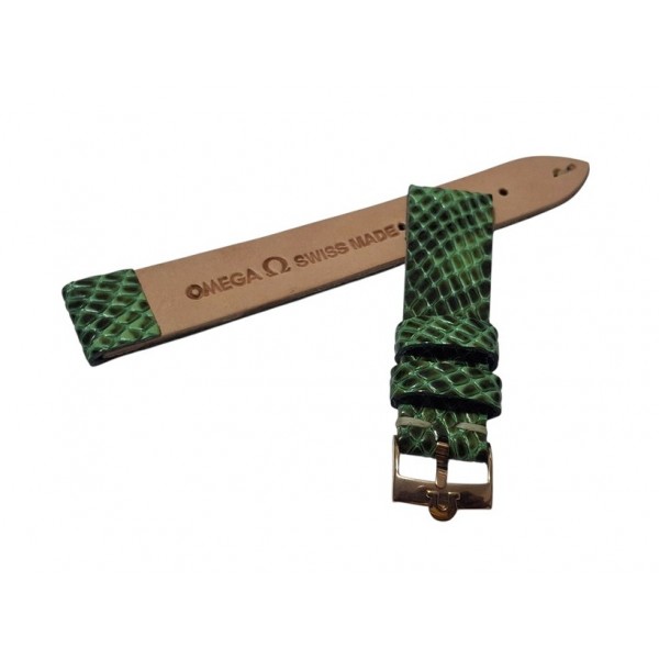 Omega Kutu Omega Deri Kordon Omega Toka Set Yeşil Yılan Derisi Baskı El Yapımı Deri Kordon