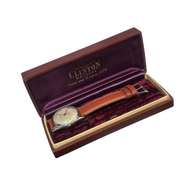 Clinton Saat Clinton Kurmalı Kol Saati Vintage Clinton 17 Jewel Mechanical Watch in Box