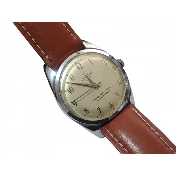 Clinton Saat Clinton Kurmalı Kol Saati Vintage Clinton 17 Jewel Mechanical Watch in Box