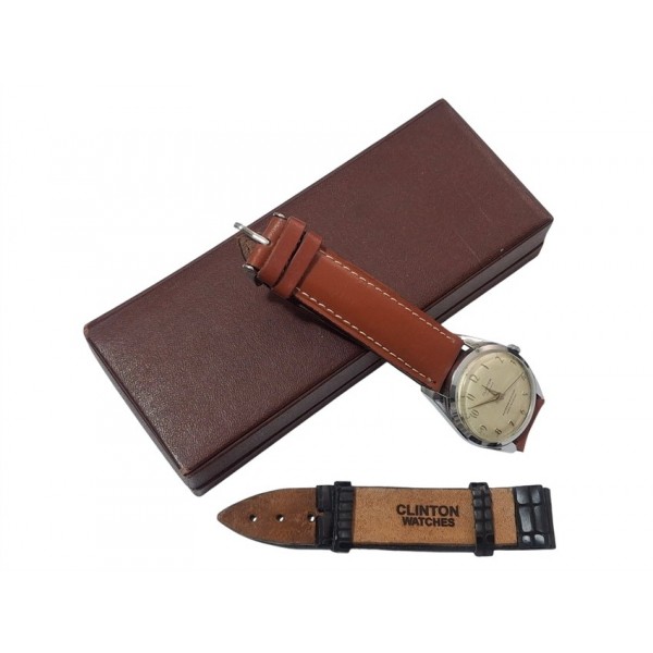 Clinton Saat Clinton Kurmalı Kol Saati Vintage Clinton 17 Jewel Mechanical Watch in Box