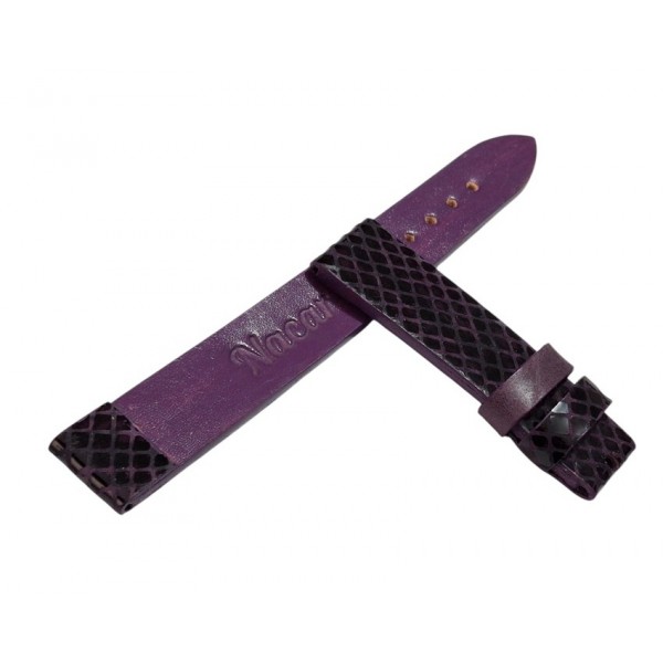 Nacar Kordon Nacar Saat Kordonu 18x16mm Deri Saat Kordonu Mor