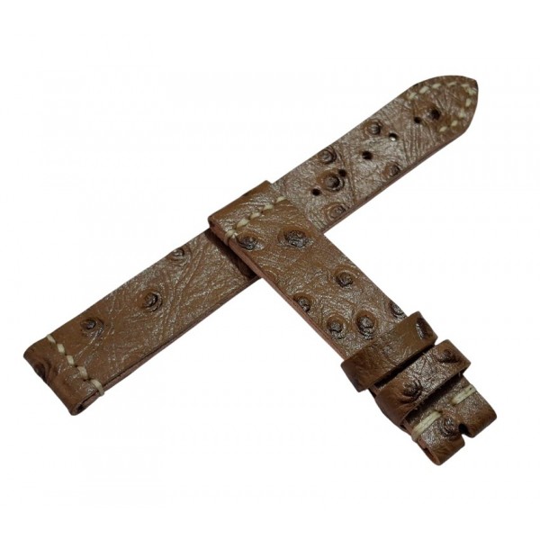 Deri Saat Kordonu Tavus Kuşu Baskı Kahve Kordon Handmade Watch Band 19x18mm