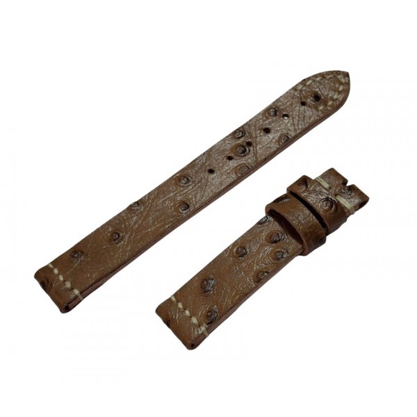 Deri Saat Kordonu Tavus Kuşu Baskı Kahve Kordon Handmade Watch Band 19x18mm