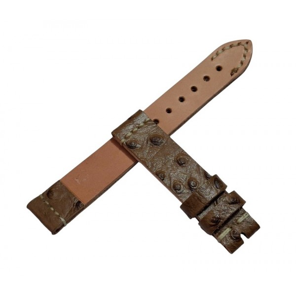 Deri Saat Kordonu Tavus Kuşu Baskı Kahve Kordon Handmade Watch Band 19x18mm