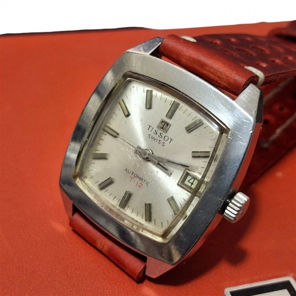 Tissot T12 Saat Tissot Otomatik Kol Saati  Vintage Tissot Seastar T12 Automatic 46804-1 Square Day/Date 21J Steel Watch