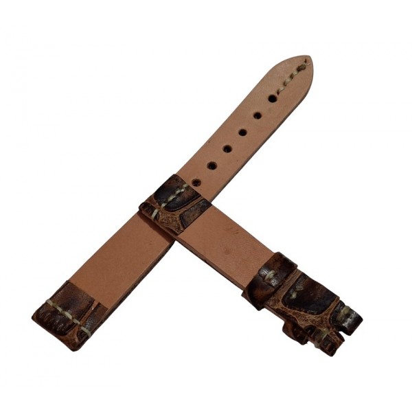 Deri Saat Kordonu 18x16mm Kahve Kordon Handmade Watch Band