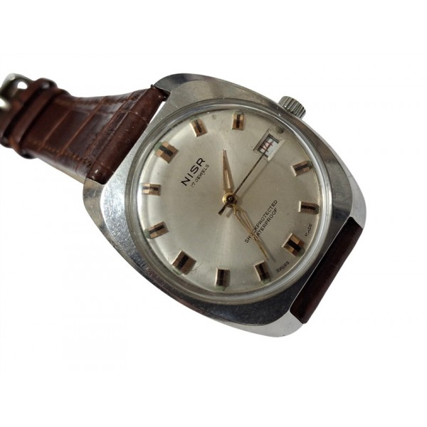 Nisr Saat Nisr Kurmalı Kol Saati Vintage Nisr 17 Jewels Mechanical Swiss Watch 1960s