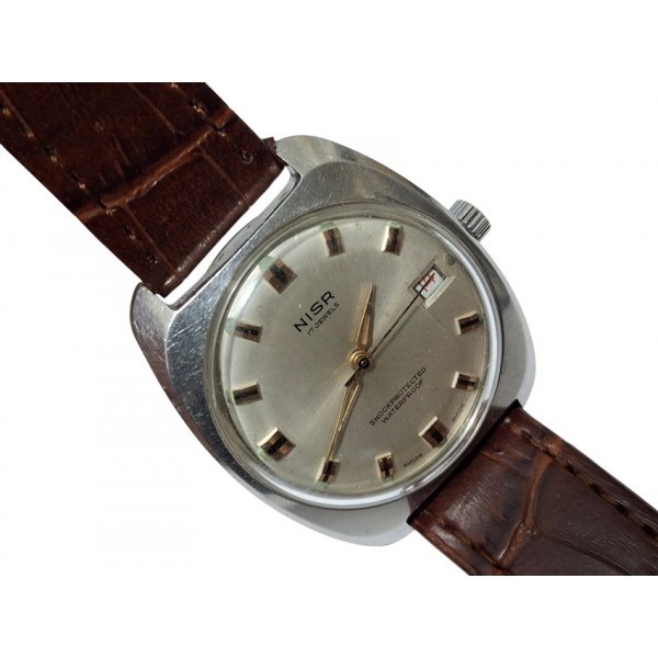Nisr Saat Nisr Kurmalı Kol Saati Vintage Nisr 17 Jewels Mechanical Swiss Watch 1960s
