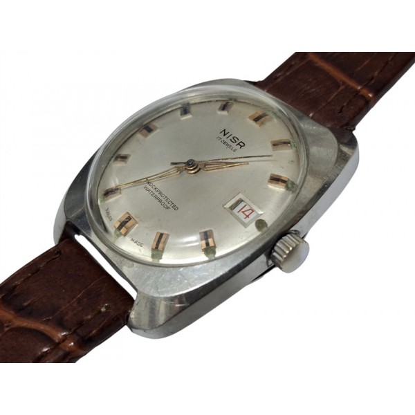 Nisr Saat Nisr Kurmalı Kol Saati Vintage Nisr 17 Jewels Mechanical Swiss Watch 1960s