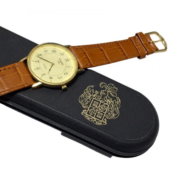 Duward Saat Duward Kol Saati Vintage Duward Swiss Quartz Watch 10 Micron Gold Plated in Box
