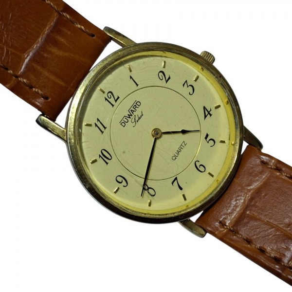 Duward Saat Duward Kol Saati Vintage Duward Swiss Quartz Watch 10 Micron Gold Plated in Box