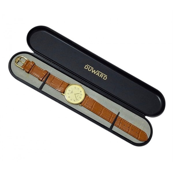 Duward Saat Duward Kol Saati Vintage Duward Swiss Quartz Watch 10 Micron Gold Plated in Box
