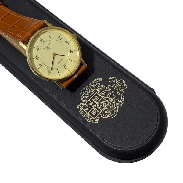 Duward Saat Duward Kol Saati Vintage Duward Swiss Quartz Watch 10 Micron Gold Plated in Box