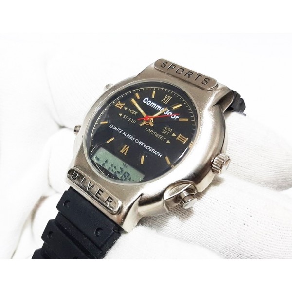Vintage Commodoor Diver Kol Saati Digital Analog Old Watch Good Condition