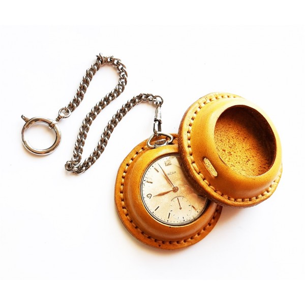 Omega Longines Prior Serkisof Zenne Cep Saatlerinize Özel Tasarım Deri Kılıf Taba Pocket Watch Leather Case