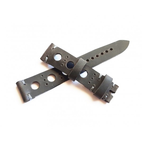 El Yapımı Deri Kordon Diver Kordon Rally Kordon Siyah 21mm-19mm Rally Watch Strap Black