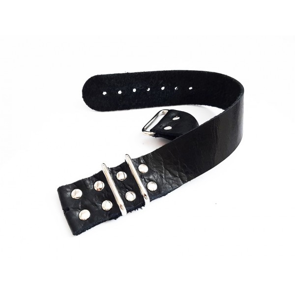 26mm Gotik Kordon Saat Kordonu El Yapımı Deri Zulu Kordon Siyah Zımbalı Handmade Watch Strap Watch Band Black New